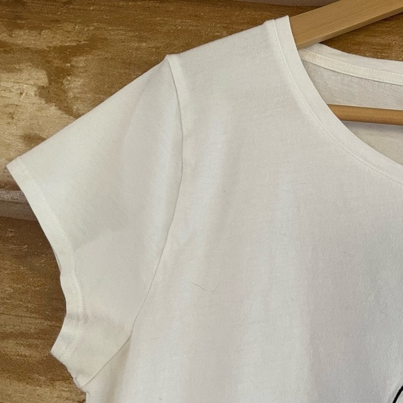 ESQUALO white cap sleeve sequin trim graphic tee size XL - Picture 5 of 12